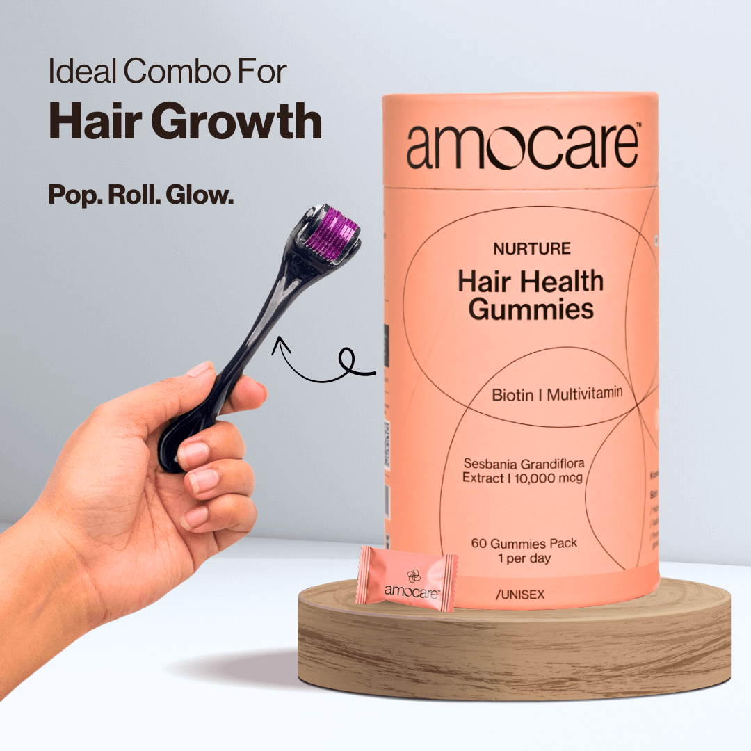 Hair Growth Pack - Biotin Gummies and Derma Roller